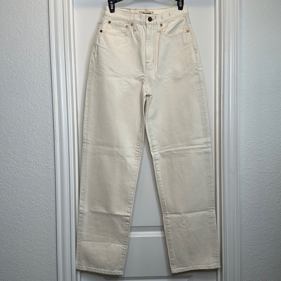 Madewell‎ Baggy Straight Jeans in Vintage Canvas Wash Sz 25 cream color - Picture 2 of 13